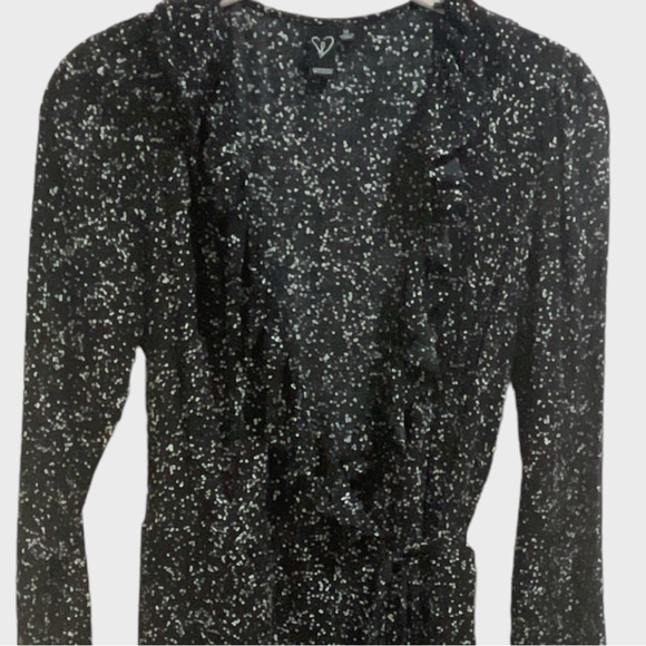 Windsor Ruffle Black Speak Wrap Dress Mini Size Medium - Picture 8 of 12